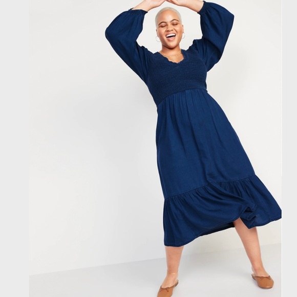 Old Navy Dresses | Old Navy Women's Blue Chambray Long-Sleeve Fit \u0026 Flare Smocked Midi Dress | Color: Blue | Size: L | Happyoutfit's Closet Old Navy Dresses | Old Navy Women's Blue Chambray Long-Sleeve Fit \u0026 Flare Smocked Midi Dress | Color: Blue | Size: L | Happyoutfit's Closet